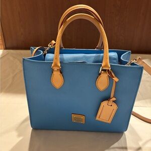 Dooney & Bourke Blue Saffiano with Tan Handles